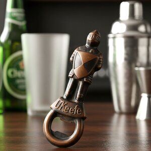 Vintage O'Keefe Beer Bottle Opener Bronze Knight Figural Breweriana Barware